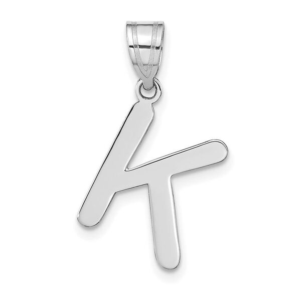 Kazi Luxury 14k White Gold Polished Bubble Letter K Initial Pendant